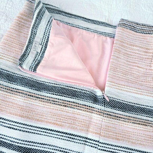 Ann Taylor Loft Women's Tweed Mini Skirt Size 14 Pink Peach Zipper Pockets - Picture 12 of 15